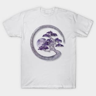 Enso Zen Circle Amethyst Bonsai Tree T-Shirt